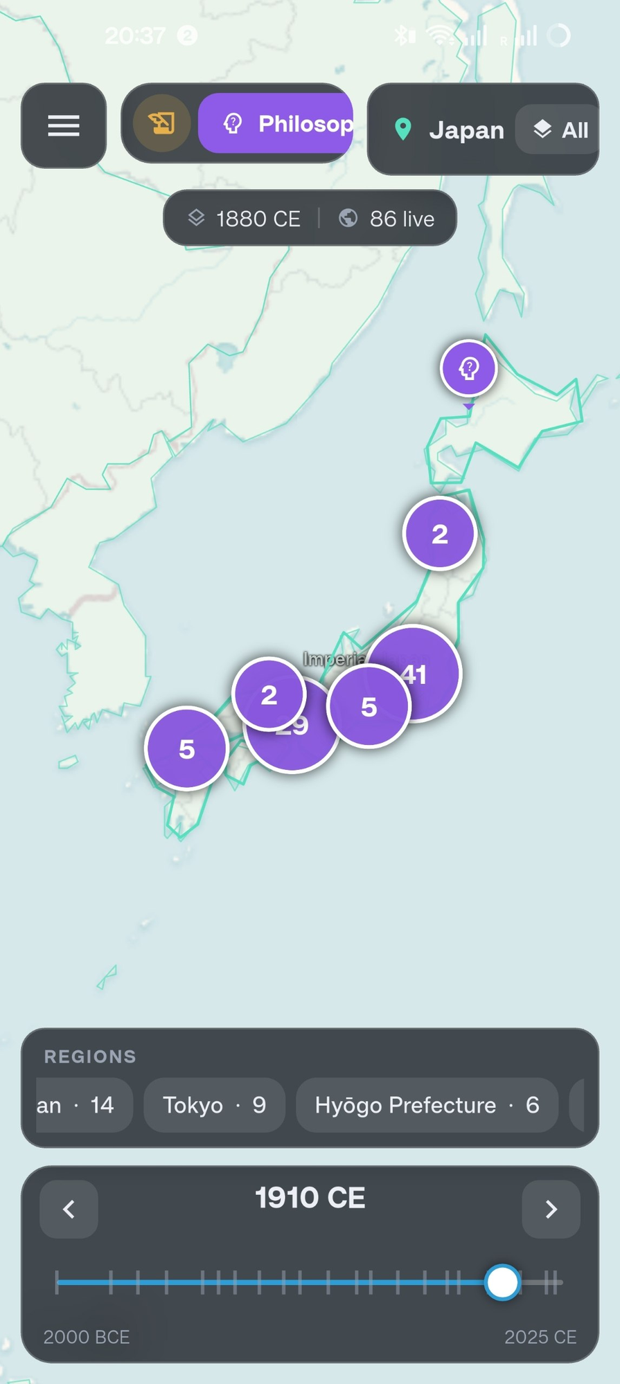 Philosophy mode: clustered thinkers across Meiji-era Japan