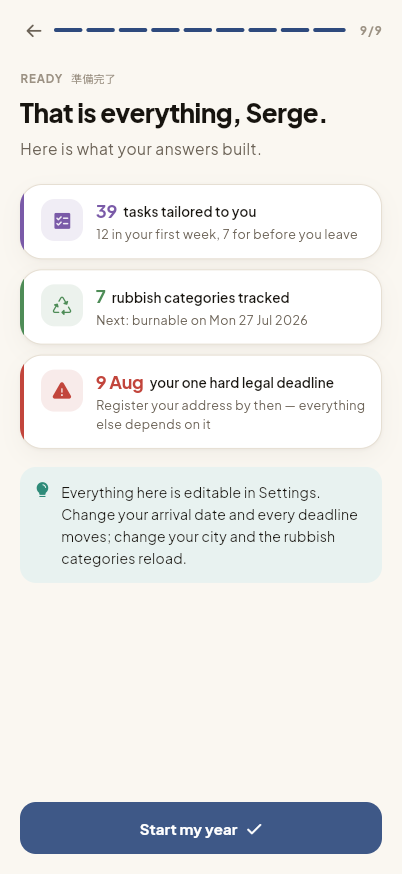 The close of onboarding: what your nine answers actually generated