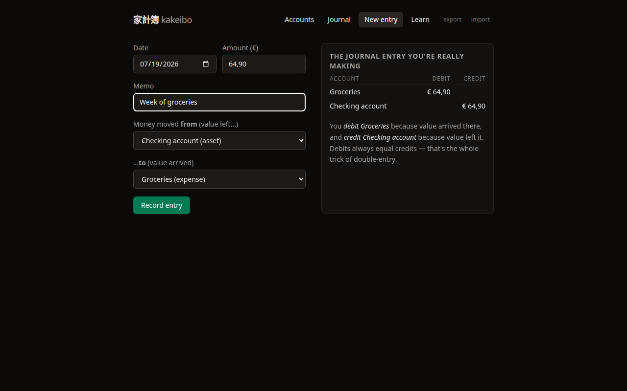 kakeibo 家計簿 screenshot